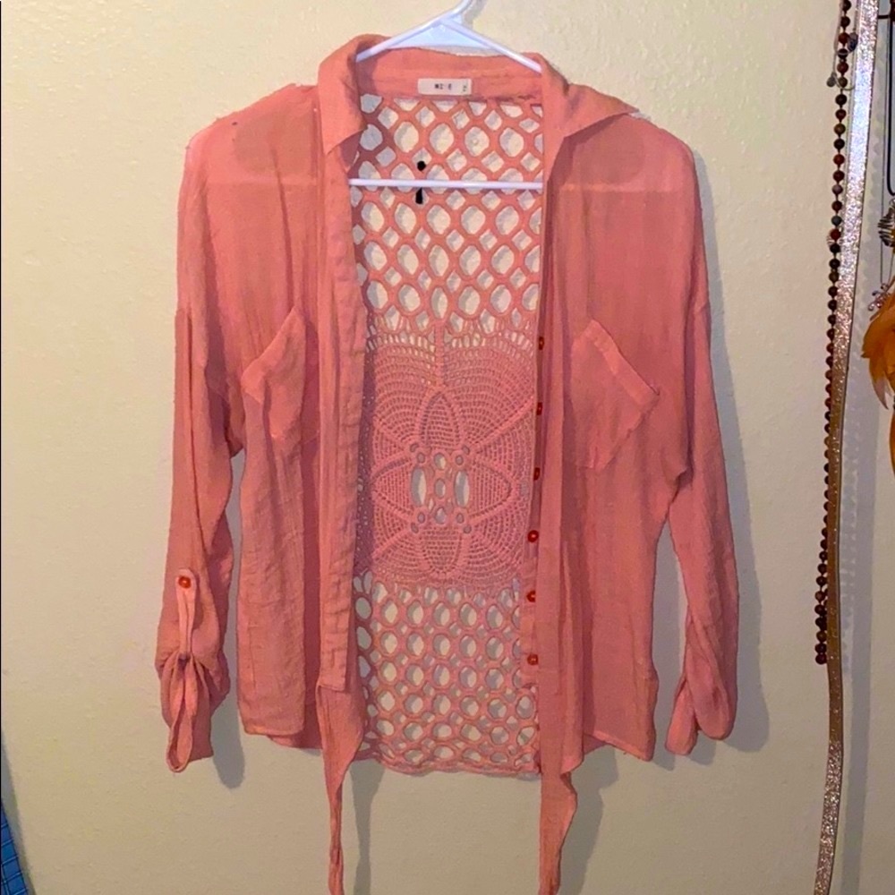 Lace Embroidered Button-Up - Picture 3 of 6